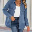 luvamia Jean Jackets for Women 2026 Fall Fashion Oversized Button Down Denim Jacket Western Shacket Jacket with Pockets (XXL)