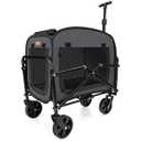 Lekereise Pet Carrier with Wheels – Soft-Sided, Foldable, Stable & Ventilated Travel Crate for Cats and Small Dogs, Black