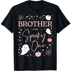 Brother of the Spooky One Girl First Birthday Pink Halloween T-Shirt, Size L