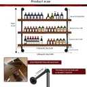 Solid Wood Wine Racks Wall Mounted with LED Lights, Metal Wine Bottles Display Shelf, Industrial Floating Lighted Bar Shelves Liquor Rack for Home & Dining Room (120cm/47.2in)