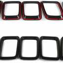 Grille Inserts Grill Cover Compatible with Jeep Compass 2017-2021 Front Grill Cover Rings Frame Trims Kit 7PC (Glossy Black)