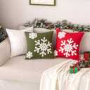 MIULEE Pack of 2 Christmas Decorative Snowflake Throw Pillow Covers Canvas Embroidery Winter Cushion Cases Holiday Decor Soft Pillowcases for Winter Couch Sofa Bedroom CarWhite, 50x50in