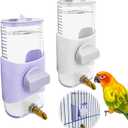 PINVNBY 2 PCS Automatic Bird Water Dispenser 9.47 Fl Oz Parakeet Water Dispenser for Cage Suspended Water Feeder Bird Cage Accessories for Budgie Lovebird Cockatiel Finch (White + Purple)
