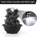 Dyna-Living Tabletop Water Fountain Indoor Waterfalls Fountains with White LED Light Decorative Feng Shui Tabletop Fountain with Quiet Pump and Spinning Ball, Desktop Waterfall Fountain for Home Decor