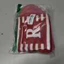 20 Inches Initial Monogram Embroidered Christmas Stocking Striped knitted Christmas Decorations Stocking Red,White, Green Letter Stockings for Family Holiday and Xmas Tree Fireplace Decor-50-R-Red