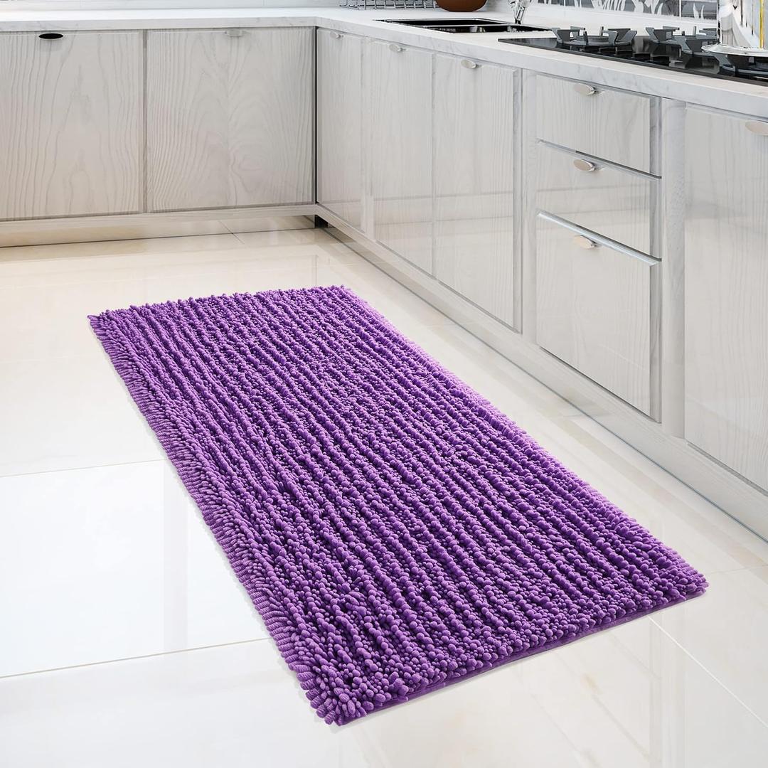 FLOLEOPA Soft Plush Microfiber Bathroom Rugs, Absorbent Bath Rugs Non Skid Machine Wash Dry Bath Mats for Tub,Shower and Bath Room Floor Mats (27.5x47inches, Lavender)