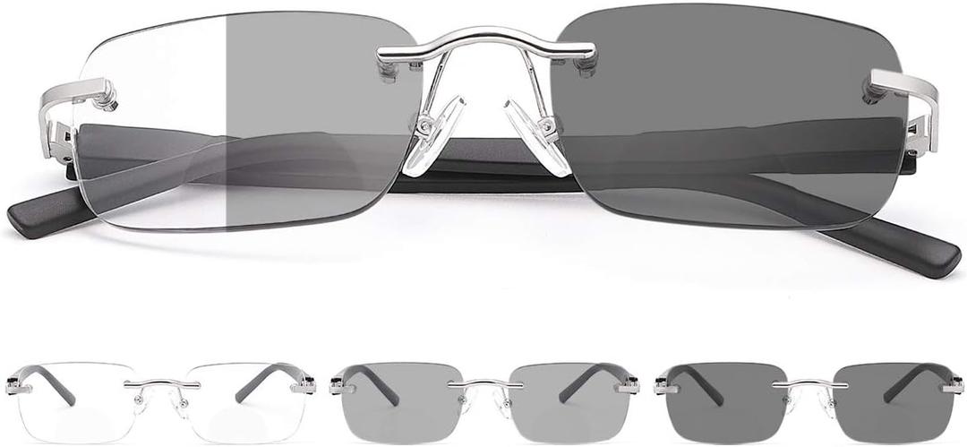 YIMI Photochromic Bifocal Reading Glasses Blue Light Blocking Spring Hinge Sun Readers Transition Sunglasses for Women Men (3.0, Black)