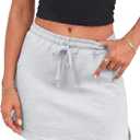 EARKOHA Womens Drawstring Skirt Summer High Waist Bodycon Short Pencil Skirt with Shorts Daily Going Out Outfits (Gray, XL)