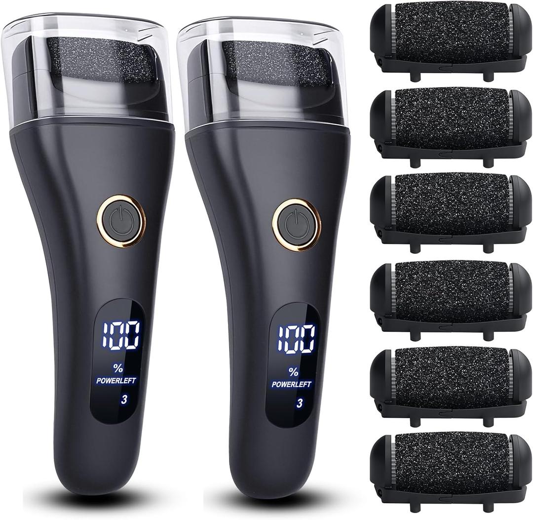 2 Pack Electric Foot File Callus Remover for Feet - Larger Grinding Head&3Speed, Pedicure Kit Foot Scrubber Dead Skin Callus Remover, Foot Care Kit Pedicure Tools for Callus Hardskin Dry Cracks