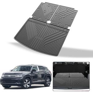 Cargo Mat & Backrest Mats Compatible with Volkswagen VW Atlas 2018-2025 6/7 Seat - TPE All Weather Rear Cargo Liner Rear Trunk Liner Back Seat Cover Protector