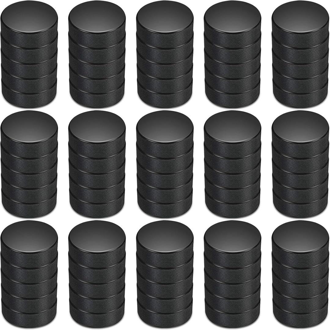 Wettarn 20 Pcs Foam Ice Hockey Pucks Indoor Knee Hockey Pucks with Mesh Bag for Kids Adults Practicing and Classic Training Official Regulation Diameter 3" (Black)