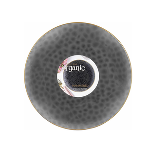 Disposable 7" Organic Hammered Collection Black with Gold RIM Plastic Salad /Desert Plates for Elegant parties, Weddings & All occasions.: 120CT