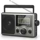 Greadio Portable Shortwave Radio with Best Reception,AM FM Transistor,LCD Display,Time Setting,Battery Operated by 4 D Cell Batteries or AC Power,Big Speaker,Earphone Jack for Gift,Elder,Home