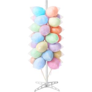 Adjustable Cotton Candy Stand with 48 Holes, Plastic Floor Display Rack for Cotton Candy Cones, Cake Pops & Treats, Party Stand for Wedding, Birthday, Baby Shower, Christmas Decorations, 5.25 FT Tall