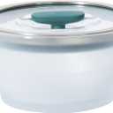 Anyday 4-Cup Microwave Cookware & Glass Container with Glass Lid, Plastic-Free Deep Food Storage | Stackable Airtight Steamer with Vented Lid for Microwave-Safe Reheating, Steaming Vegetables & Rice (Frosted - Kale)