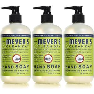 MRS. MEYER'S CLEAN DAY Liquid Hand Soap, Cruelty-Free, and Biodegradable Hand Wash Made with Essential Oils, Lemon Verbena Scent, 12.5 Oz (Pack of 3)