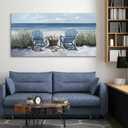 HGUAOA Coastal Wall Art - Large Landscape Wall Pictures for Living Room, Bedroom Pictures, Ocean Beach Artwork, Blue Wall Art, Above Bed Decor, Coastal Landscape Wall Decor, Beach Pinting