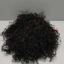 GORGIUS Glueless Curly Wig with Bangs Natural Black Synthetic Curtain Bang with Realistic Scalp Put On and Go 20 Inch