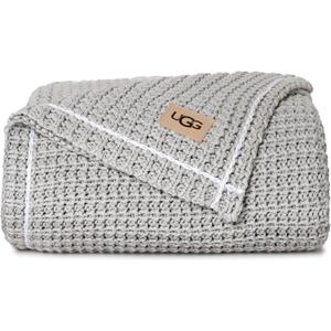 UGG Luna Knit Throw Blanket Soft Cotton Throw for Couch or Bed Cozy Soft Warm Waffle Giftable Lightweight Blanket for Living Room Bedroom, Machine Washable, 50-inch x 70-inch, Stone Grey