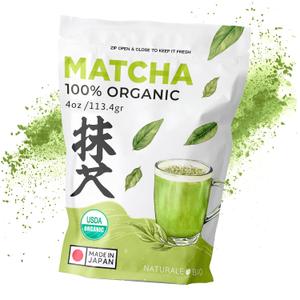 NaturaleBio Matcha Powder, 4oz - Harvested in Japan - USDA Organic Matcha Green Tea Powder - Vegan & Vegetarian Friendly
