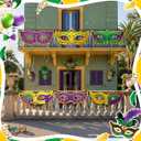 6 Pcs Mardi Gras Mask Banner Decorations Outdoor Large Mardi Gras Porch Sign Hanging Purple Green Gold Mask Door Banner for Party Indoor Outdoor Wall Front Door Fence Background Decor