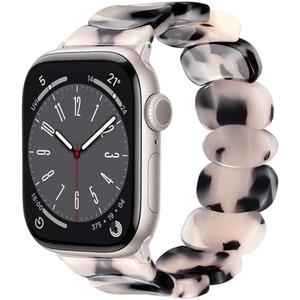 AIRSPO Resin Band Compatible with Apple Watch 38/40/41/42/44/45/46/49mm Women Fashion Handmade Dressy Watch Bands Replacement Series 11-1/SE (Crescent Moon)