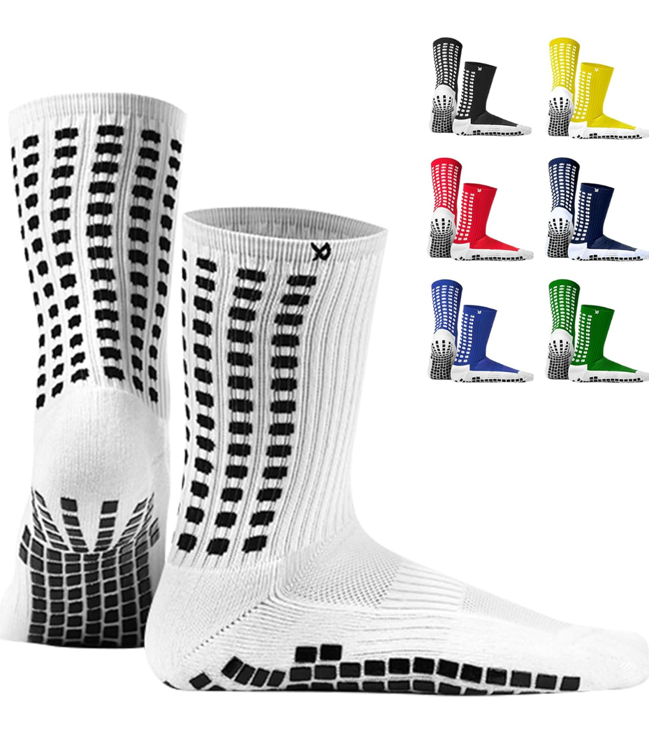 Lux Dual Grip Socks - Soccer Grip Socks for Men and Women. GripArray Performance & Comfort L