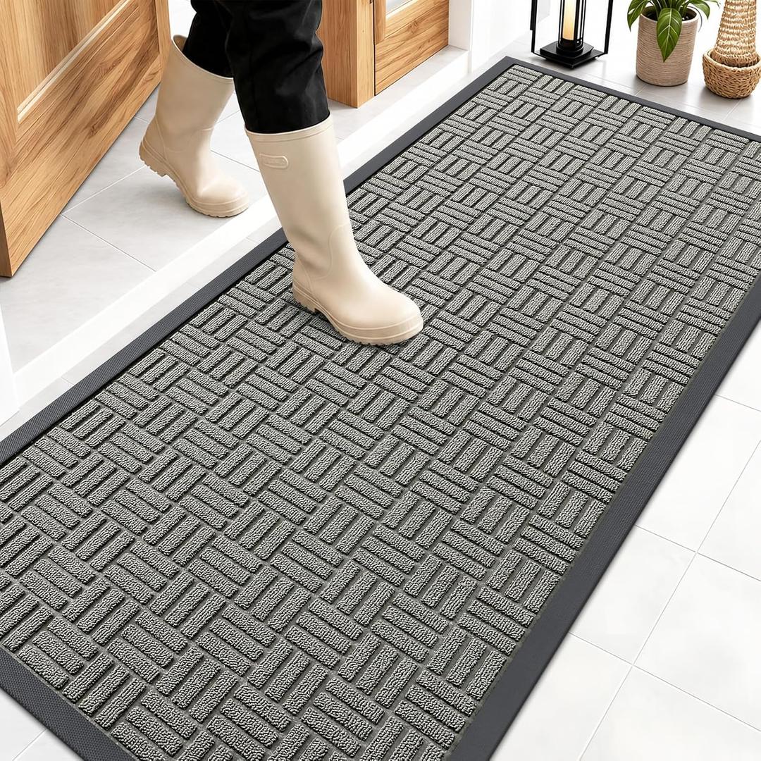 OLANLY Front Door Mat Outside Entrance 59x23, Heavy-Duty Rubber Doormat