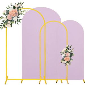 7.2FT, 6FT Wedding Arch Stand and Matching Light Purple Spandex Fitted Arch Backdrop Cover Set, Round Top Chiara Backdrop Stands and Covers for Birthday Party Baby Shower Banquet Decor (Light Purple)