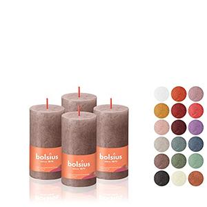 BOLSIUS 4 Pack Taupe Rustic Pillar Candles - 2 X 4 Inches - Premium European Quality - Includes Natural Plant-Based Wax - Unscented Dripless Smokeless 30 Hour Party Décor and Wedding Candles