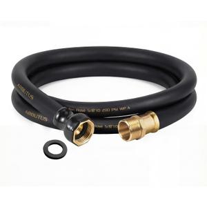 Garden Hose 5/8" x 10ft Brass Rubber Heavy Duty Water Hose 600 PSI Burst Pressure, Durable Flexible Hose for Yard, Car Wash, Pets Black