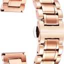 BINLUN Stainless Steel Watch Band 12mm 14mm 16mm 18mm 19mm 20mm 21mm 22mm 24mm Adjustable Metal Link Watch Bracelet with Straight & Curved Ends for Business Daily Wear Men & Women (Rose-Gold)