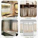 jinchan Linen Kitchen Curtains 36 Inch Floral Tier Curtains Farmhouse Cottage Core Flax Cafe Rod Pocket Country Small Window Drapes for Laundry Room Bathroom RV 2 Panels Sage Green on Beige