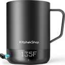 KitchekShop 14oz Smart Coffee Mug Warmer - Self-Heating Mug with App Control, 160 Temperature Control, 150-Min Battery, Rechargeable Heated Mug Warmer for Home Office, Ideal Gifts for Dad Mom