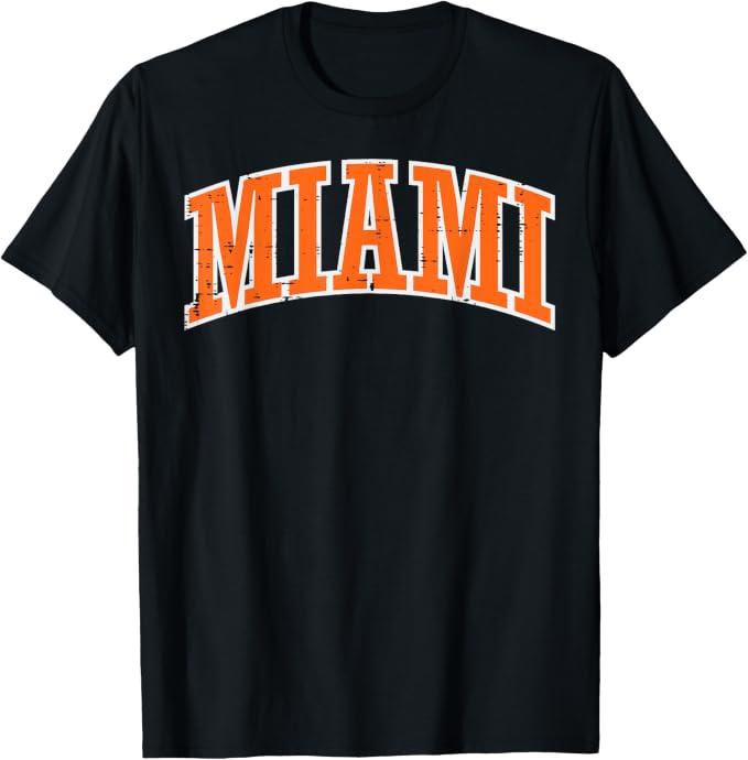Miami Orange Vintage Florida Vacation Tourist Men Women Kids T-Shirt, 3XL
