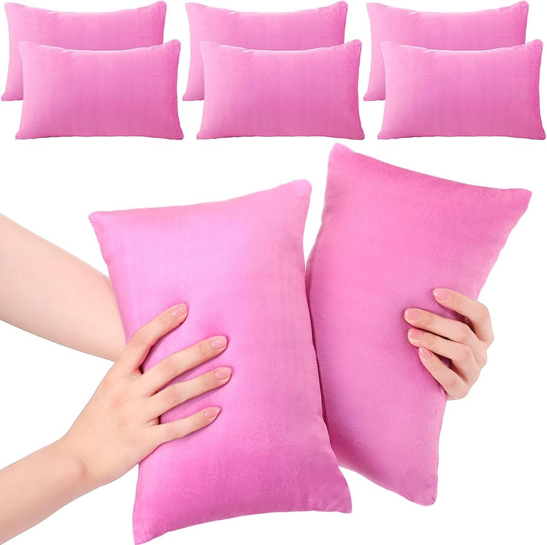 Geelin 6 Pack Small Pillows for Travel 7"x11" Mini Pillows Bulk with Zipper Epe Foam Soft Machine Washable Tiny Cushion for Sleeping Airplane Car Neck Lumbar Nap Pets (Classic,Pink)