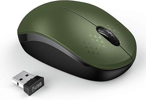 seenda Wireless Mouse, 2.4G Noiseless Mouse with USB Receiver Portable Computer Mice for PC, Tablet, Laptop, Notebook  Green & Black