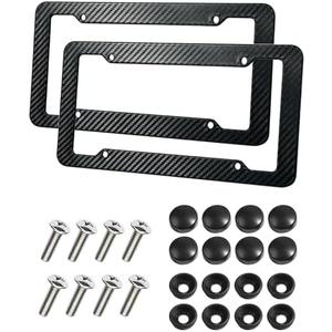 SCUARI 2PCS License Plate Frames,License Plate Cover,Car Accessories Carbon Fiber License Plate Frame,Licence Plate Frame Holder with Fasteners and Screws,Fit for Most America License Plate