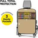 lebogner Back Seat Cover for Kids + 3 Pocket Storage Organizer, 2 Pack Kick Mats Backseat Protector, Car Accessories Waterproof Kick Guard for Vehicles to Protect from Dirt, Mud & Scratches, Beige