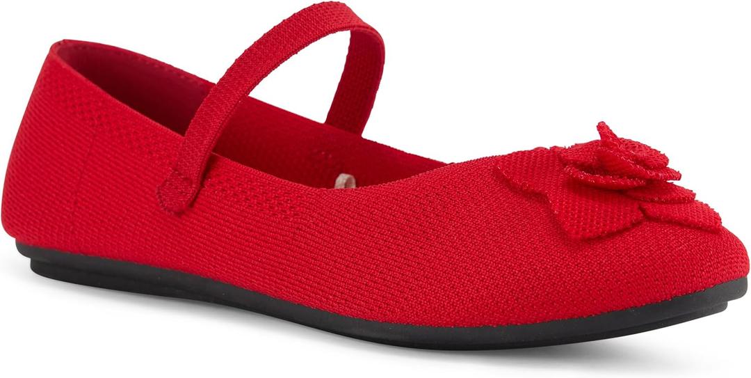 Harborsides Women's Round Toe Flats with Straps (8.5, Red)