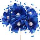 72PC Artificial Silk Pearl Spray Craft Flower for Home Craft Decor DIY Wedding Bridal Veil Headband Dress Cake Topper Embellishment Scrapbook Favor Corsage Floral Bouquet Arrangement (Royal Blue)
