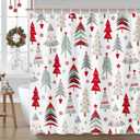 Mocsicka Christmas Shower Curtain Christmas Tree Snowflake Winter Bathroom Shower Curtain Waterproof Xmas Tree Bathtub Curtain Decor with 12 Hooks 72 X 72 Inches