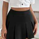 WDIRARA Women's High Waisted Pleated Skirt Skater A Line Mini Uniform Skirt, L