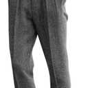 Men's High Waisted Tweed Dress Pants Pleated Front Vintage Wool Trousers (36W x 30L, Grey)