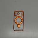 JBJZYZZ Clear for iPhone 17 Pro Case Magnetic Kickstand,Built-in Camera Lens Protector, Compatible with MagSafe, Case Cover for 17 Pro,Orange