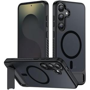 hitfine Magnetic for Samsung Galaxy S25 Plus Case,[Compatible with MagSafe][Built-in Invisible Kickstand] [Military Grade Shockproof]Slim Translucent Matte Phone Case for Samsung Galaxy S25 Plus 6.7"