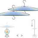 13" Glass Rain Cover for Bird Feeders Outdoors - Baffle on Shepherd Pole/Post or S Hooks Hanging - Large Weather Guard Protective Dome - Clear x 2PC (Dia. 33CM)