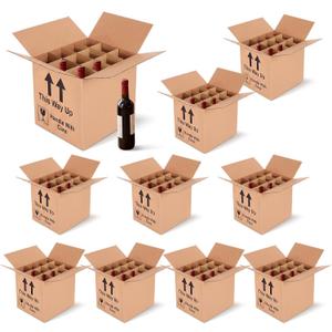 Lounsweer 10 Pcs Wine Bottle Moving Shipping Boxes 14 x 12 x 13 Inch