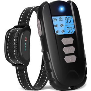 Dog Shock Collar with Remote Control – Shock Collar for Dogs 10–120 lbs, 2000FT Long Range IPX7 Waterproof Rechargeable Dog Training Collar with 4 Safe Modes Beep Vibration Shock & Flashlight Gy