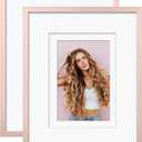 Egofine 8x10 Aluminum Picture Frame Display with Mats for 4x6/5x7 or 8x10 without Mat, Metal Picture Frame Covered by Plexiglass for Tabletop and Wall Mounting, 2 Pack, Rose Gold
